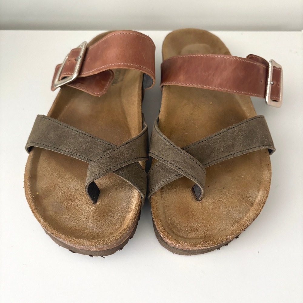 Naot Fresno Women's Leather Adjustable Buckle Toe Ring Cork Sandals‎ Size 39 - Picture 2 of 9